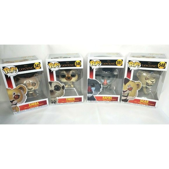Lion King Funko Pop Bundle - Rafiki, Scar, Timon, Simba - Picture 1 of 10